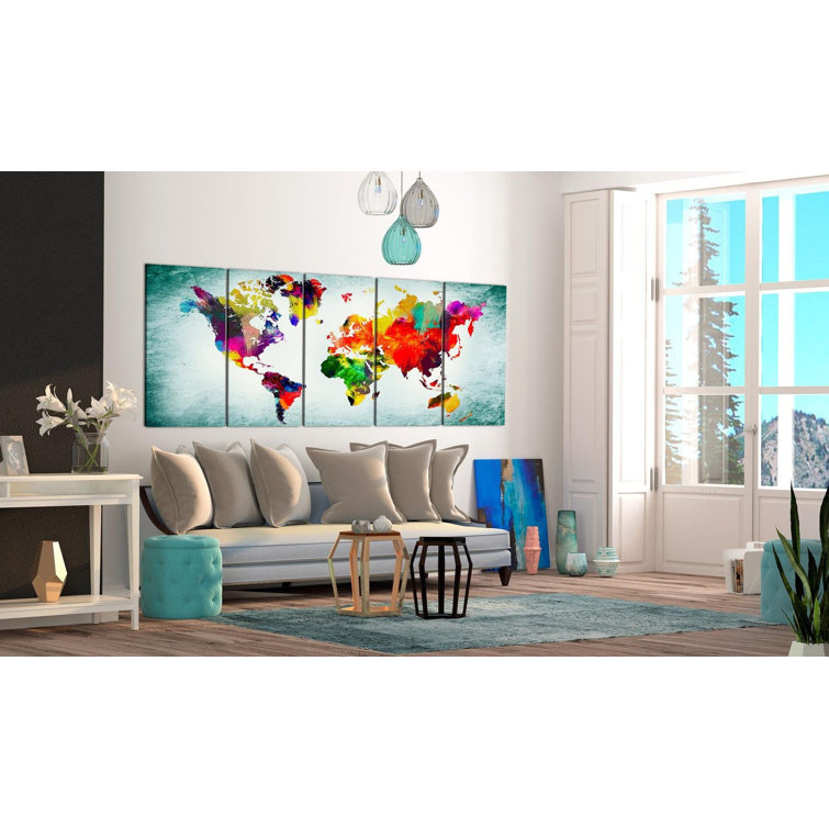 17 Stories Bridgeview Green On Canvas 5 Pieces Print Wayfair